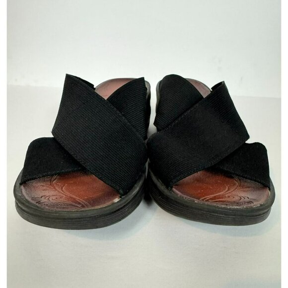 Bzees Desire Sandals Women's Sz 9 Black Comfort Elastic Cross Strap Wedge Slide - Picture 7 of 9
